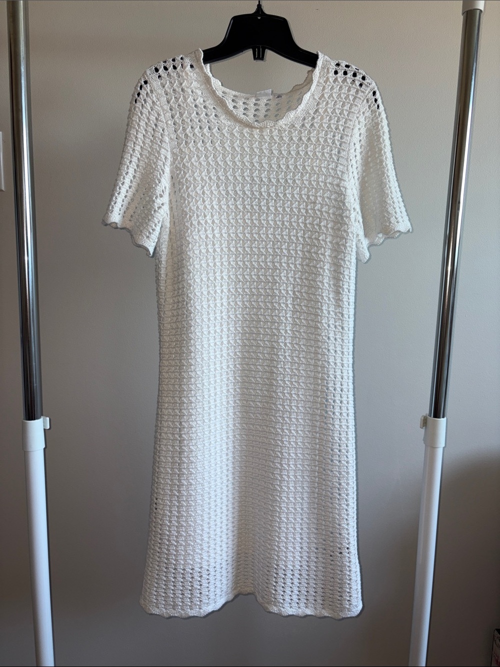 GAP White Crochet Knit Short-Sleeve Dress